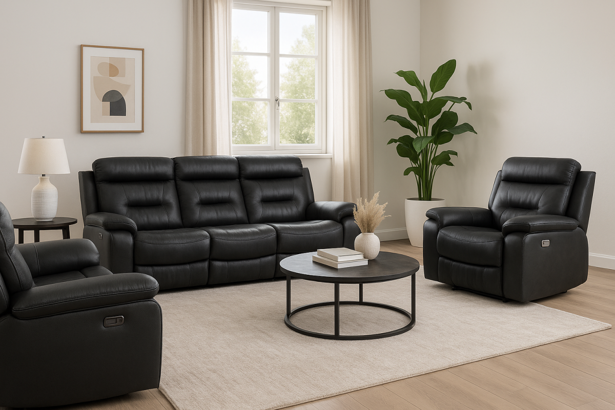 Nelson Leather Power Reclining Loveseat - Black - Open Box