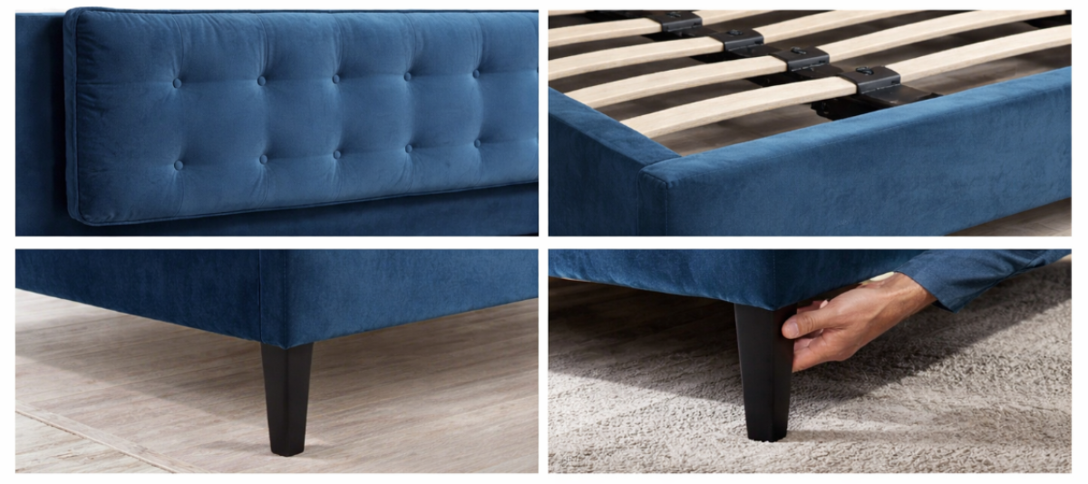 Tufted Upholstered Queen Platform Bed - Teal - Open Box