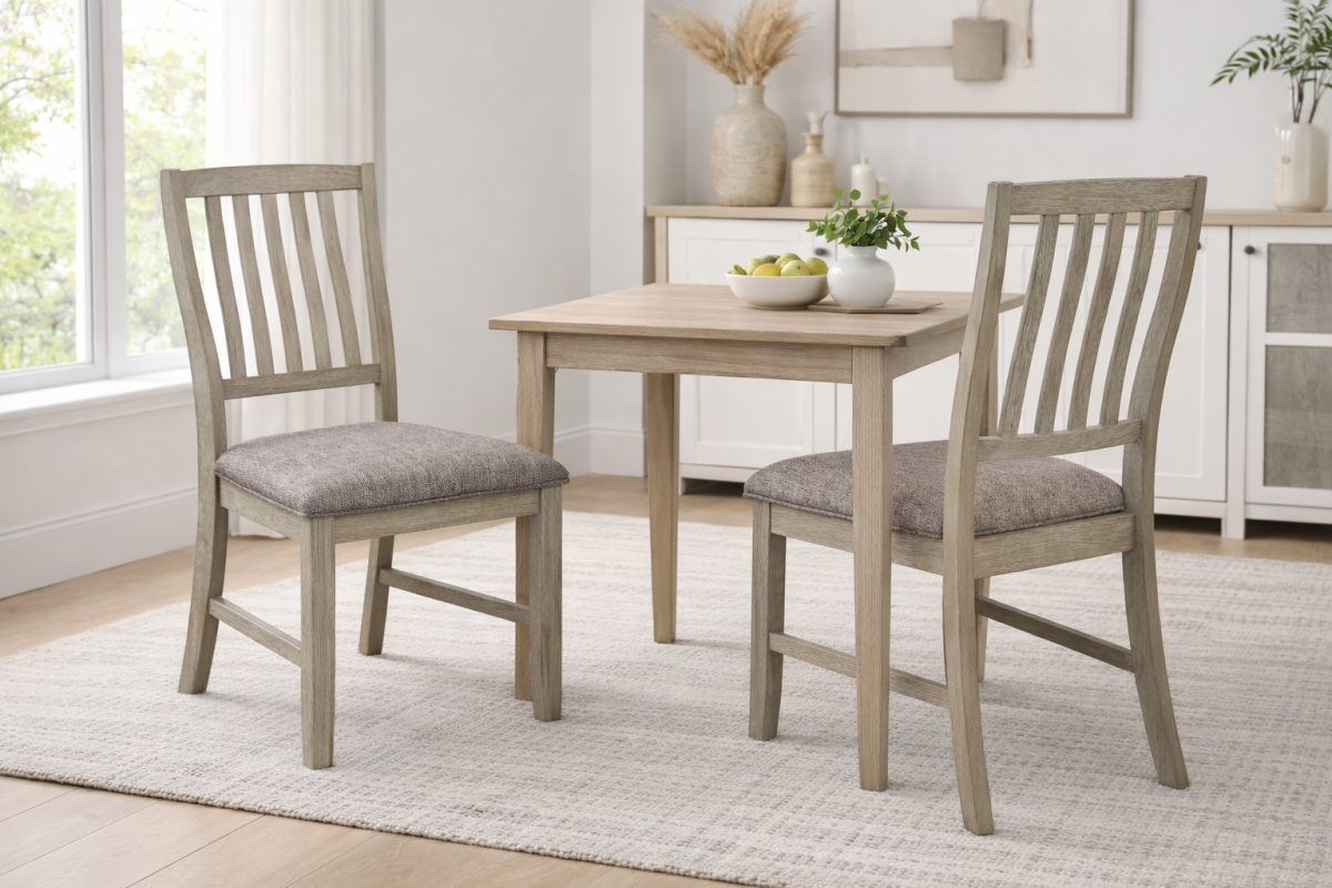 Slat-Back Dining Chair (Set of 2) - Grey - Open Box